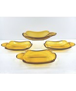 4 Amber Vintage Heavy Glass Banana Split Boat Set Ice Cream Sundae Dish ... - £31.29 GBP