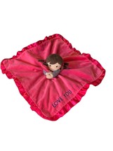 Carters Coral Pink Lovey Brown Hair Girl Satin Security Baby Blanket Rat... - £7.48 GBP