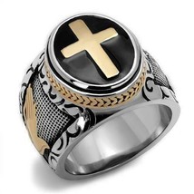 Ring Christian TK2623 1- Two-Tone Ip Rose Gold Stainless Steel Ring With Epoxy - £31.60 GBP