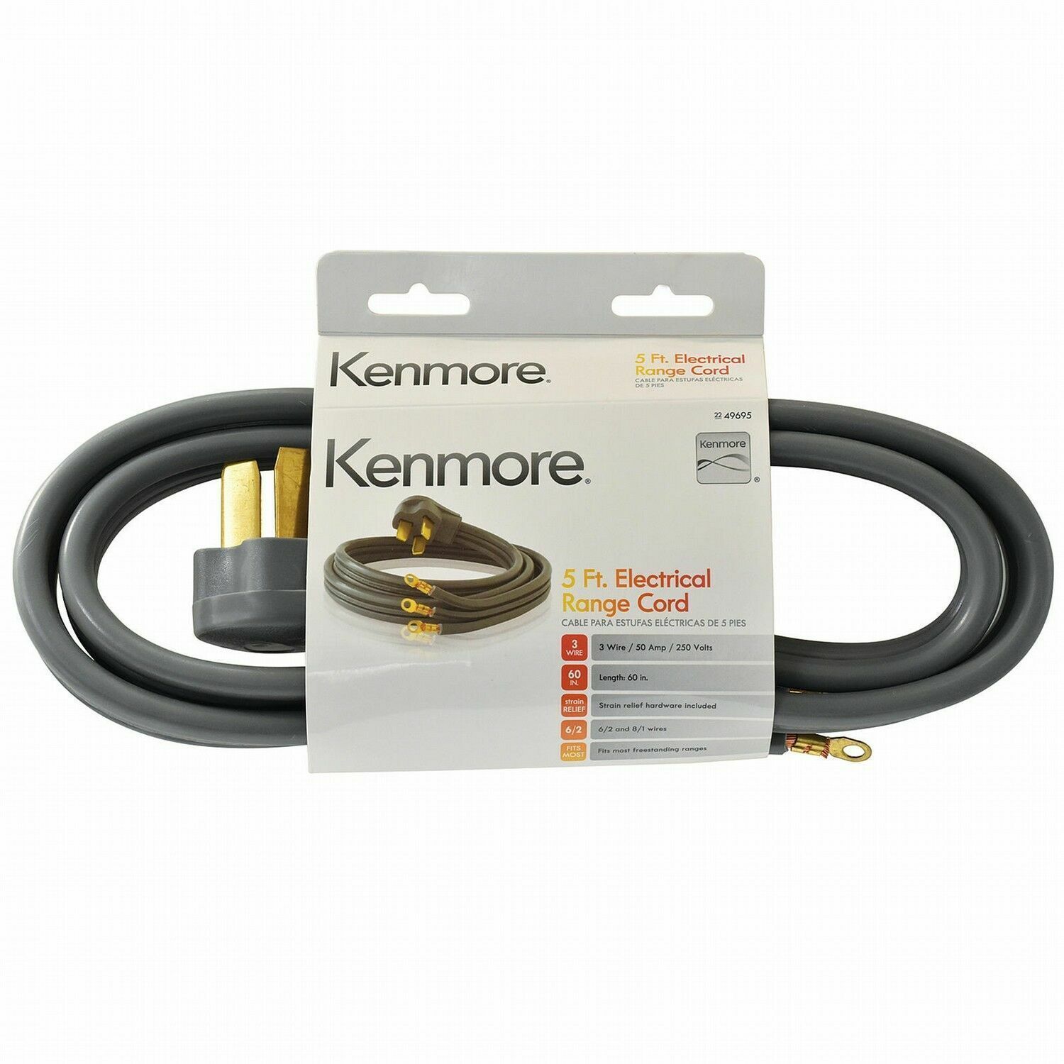 Kenmore # 22 49695 Electrical Range Cord : 5 Foot, 3 Wire 50 Amp., 250 V... - $19.79