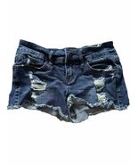 Guess Womens Denim Shorts Blue Frayed Hem Low Rised Pockets Distressed S... - $17.93 CAD