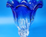Godinger Cobalt Crystal Art Glass Ruffle Vase Handmade In Poland - FREE ... - £96.13 GBP