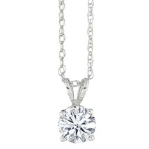 14k White Gold Plated 0.15ct Real Moissanite Solitaire Pendant 18&quot;Inch Chain - £93.69 GBP