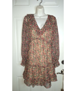 Joie Long Sheer Sleeve Empire Waist Lined V-Neck Ruffled Silk Dress Size 4 - $31.34