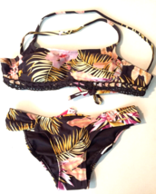 Xhilaration bikini top &amp; bottom size XS brown with flower print New with Tags - £8.03 GBP