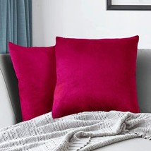 2 Pack Velvet Throw Pillow Covers 18x18 Inches, Rose Red Throw Pillow Covers - £11.73 GBP