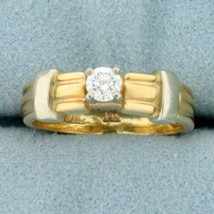 Vintage Solitaire Engagement Ring in 14K Yellow and White Gold - £415.73 GBP