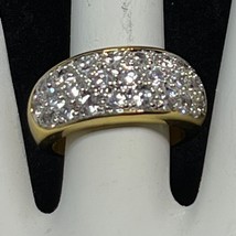Vintage Gold Tone With 3 Rows Of Rhinestones Ring (R214) - £16.03 GBP
