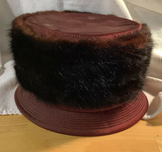 Vtg Fur &amp; Satin Pillbox Hat Marshall Field - £17.73 GBP