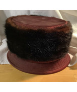 Vtg Fur &amp; Satin Pillbox Hat Marshall Field - $32.05 CAD