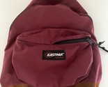 Eastpak Canvas Leather Bottom Backpack Bookbag Vintage Maroon Burgundy USA - £27.25 GBP