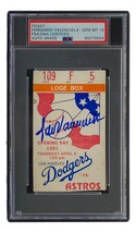 Fernando Valenzuela Signed 1981 Dodgers Opening Day Ticket WS Year PSA A... - £541.49 GBP