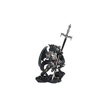 GSC 71825 5 Inch Dragon Figurine Black and Silver with Armor and Sword - $34.65