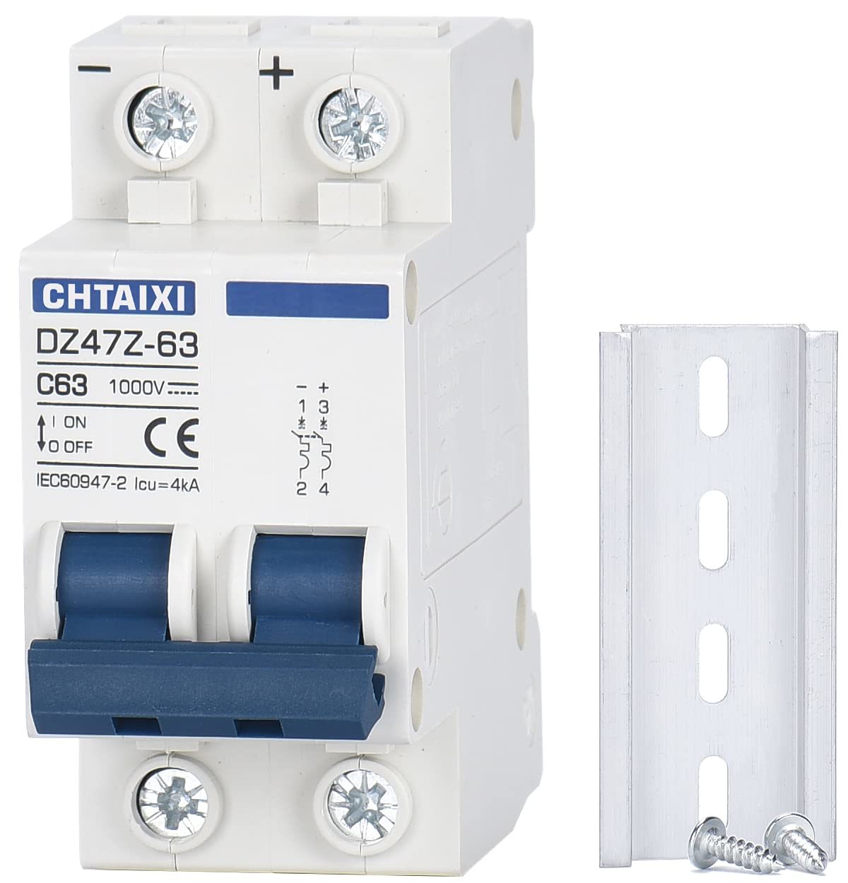 Dc Miniature Circuit Breaker, 2 Pole 1000V 63 Amp Isolator For Solar Pv ... - $31.99