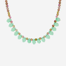 Handmade Czech Glass Crystal Beads Necklace - Verdant Melon Breeze - $49.99