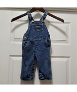 Vintage 80s Oshkosh B&#39;Gosh Baby 6-9m Blue Jean Vestbak Overalls USA - $40.66
