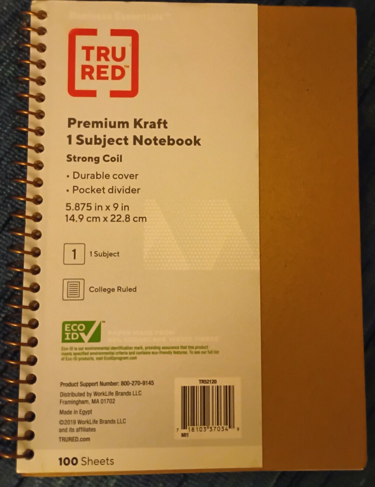 Tru Red Premium Kraft 1 subject notebook, 5.875" by 9" - $11.00