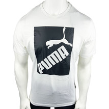 Nwt Puma Msrp $40.99 Big Logo Men&#39;s White Black Crew Neck Short Sleeve T-SHIRT S - £14.61 GBP