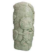 Folk Art Monster Sculpture Tiki Zombie Vase Crackle Glazed Hand Thrown Pottery - £51.20 GBP