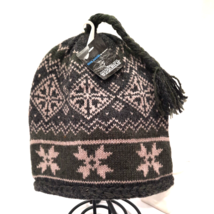 Genuine Woolrich Tassel Hat Wool Knit Beanie Y2K NOS with orig tags Green Gray - £16.45 GBP