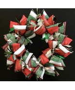 Rustic Farmhouse Red Green and White Barn Wood Look Fabric Wreath Door o... - £41.35 GBP