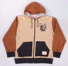 Hawke &amp; Dumar Mens Bone Brown Wildlife Hooded Sweater Hoody French Bulldog NWT - £31.63 GBP