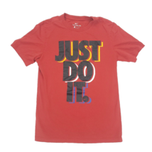 Nike T-Shirt Tee Boys Small Red &quot;Just Do It&quot; Spellout Short Sleeve - $7.66