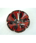 Vintage red black  sequoia ware pottery  candy dish 610 USA psychedelic - $19.75