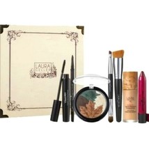 Laura Geller Italian Garden 7 Pc Gift Set Eyes Face Lips Brush Golden Medium Nib - $38.61