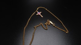 Vintage 19  Plastic Stars and Bars Flag Cross Pendant Necklace NB4 - $7.92