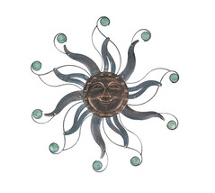 Scratch &amp; Dent Antique Copper Finish Metal Sun Face Wall Hanging - £27.67 GBP