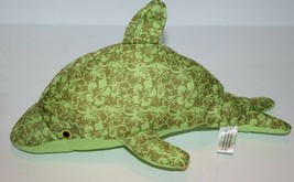 A Mart Green Dolphin 12&quot; Flower Plush Thin Cloth Stuffed Sewn Eye Amart Soft Toy - £8.53 GBP