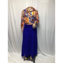 Vintage Van Raalte At Home Wear Dress Womens 16 Multicolor Maxi Made in USA - £47.86 GBP