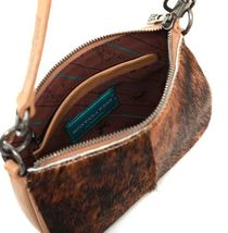 Montana West Genuine Leather and Cowhide Clutch Crossbody Purse Handbag Tan NEW image 5