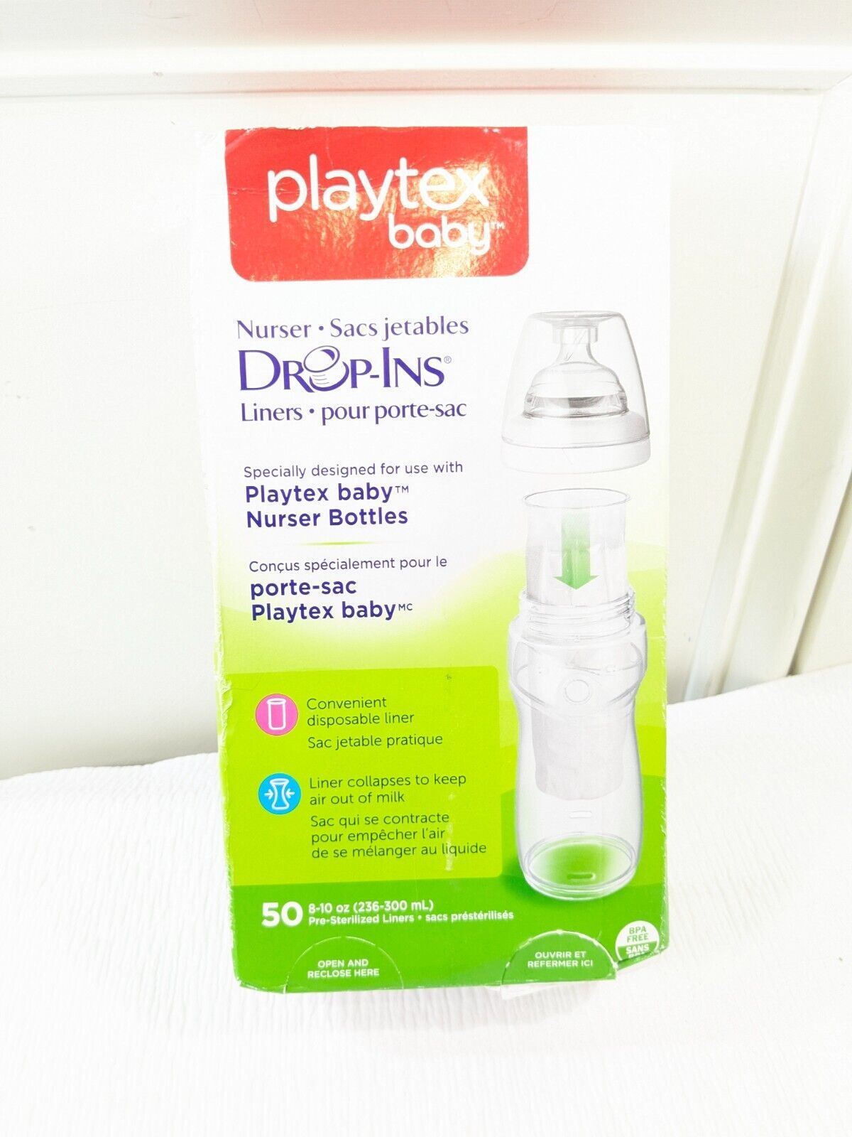 Playtex Baby Nurser System Drop-ins Soft Bottle Liners 8-10 oz 50 Count ... - $8.00