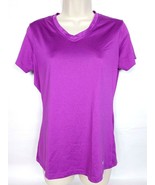 Fila Women&#39;s Athletic Workout T-Shirt Medium Solid Purple Athletic V Neck - £15.78 GBP