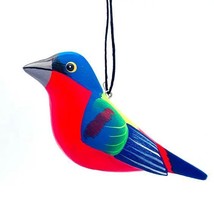 Painted Bunting Bird Fair Trade Nicaragua Wood Handcrafted Ornament - $16.78