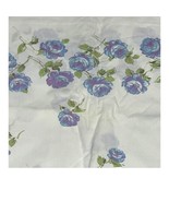 Vintage  Blue Peony Roses Twin Flat Sheet Cotton Blend 72&quot; X 104&quot; Cottag... - $16.35