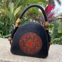 Retro Women Leather Bag New Handmade Embossed Handbag Fashion Versatile Female S - £80.67 GBP