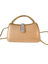 Evening Bag in Faux gold snakeskin  4 x 7 inches, handle and chain - £11.81 GBP