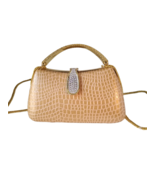 Evening Bag in Faux gold snakeskin  4 x 7 inches, handle and chain - £11.31 GBP