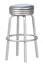 Dollhouse Miniature - 1950&#39;s Metal Stool Style Furniture - Silver Top - £10.17 GBP