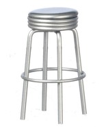 Dollhouse Miniature - 1950&#39;s Metal Stool Style Furniture - Silver Top - £10.21 GBP