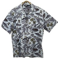 Ralph Lauren Clayton Shirt Mens Large Hawaiian Camp Aloha Sailing Blue Gray - £90.21 GBP