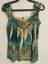 Womens Batiks BOHO TankTop-Mushka by Sienna Rose-Green/Yellow Floral Paisley PS - £15.56 GBP