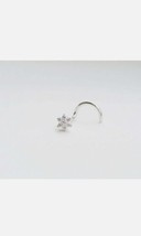 20Ct Simulated Diamond Floral Nose Stud Piercing Ring Pin 14K White Gold plated - £16.85 GBP