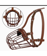 Dog Muzzle PitBull AmStuff Adjustable Metal Wire Basket with Soft Leathe... - £15.47 GBP