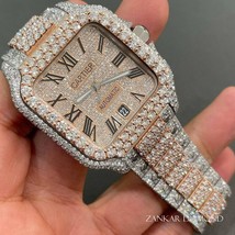 VVS Cartier Moissanite Fully Iced Out Diamond Watch Steel Body Automatic Watch - £1,368.81 GBP