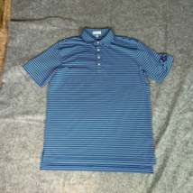 Peter Millar Men Polo Shirt Large Blue Summer Comfort Golf Stretch Casual Stripe - $24.98