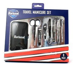 Barbasol 8 Piece Travel Manicure Set Scissors 2 Clipper File Tweezer Case Pusher - £12.50 GBP